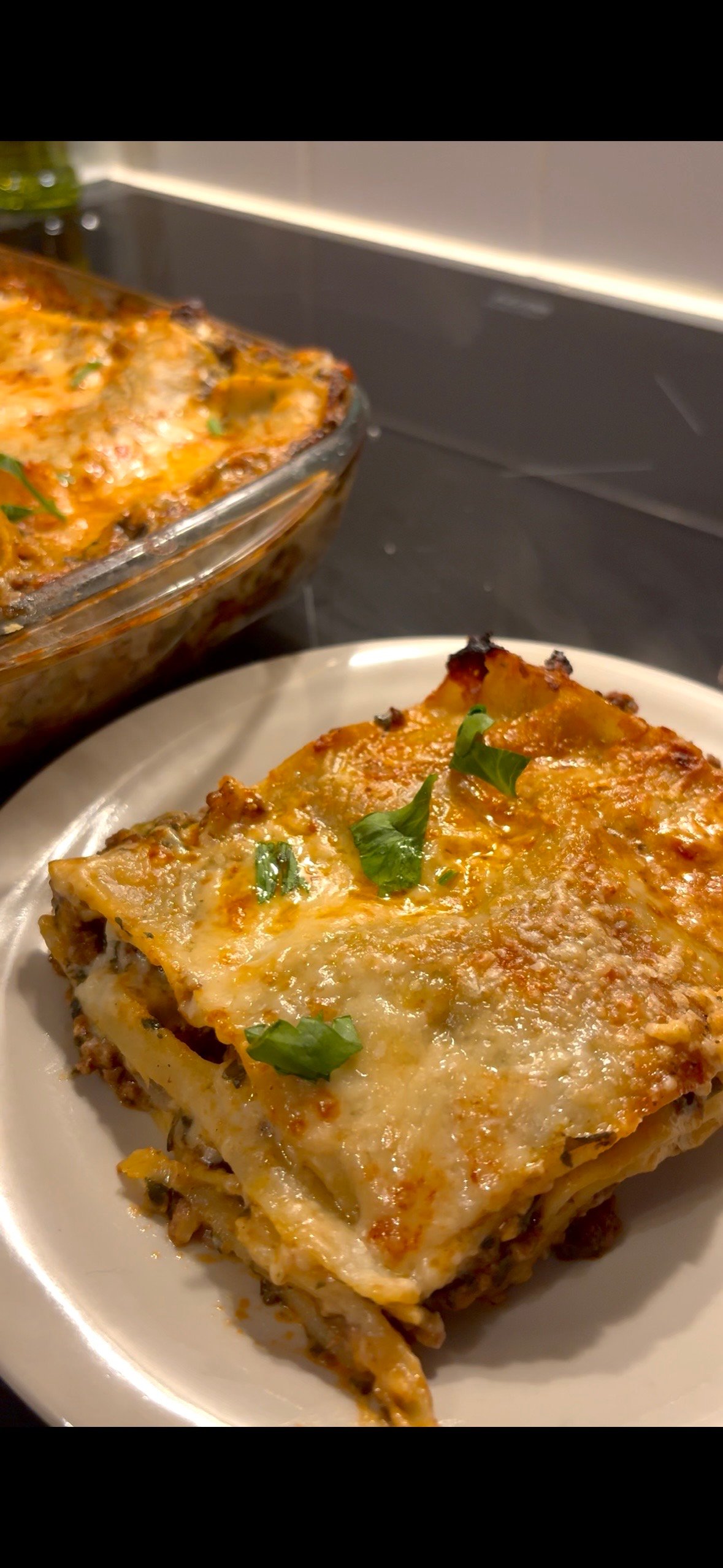 My Cozy, Non-Traditional Lasagne with Beef, Spinach, and Mushroom Béchamel